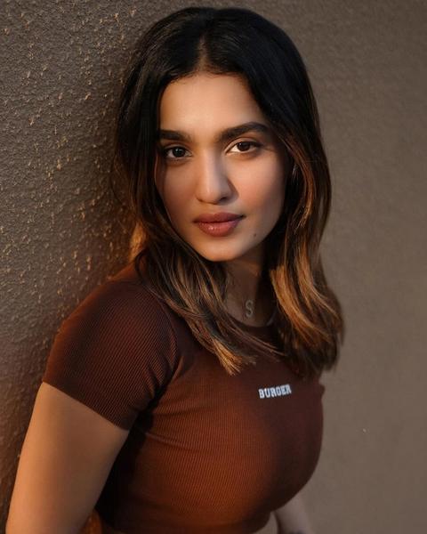 Saniya Iyappan in a brown crop top, half-length portrait