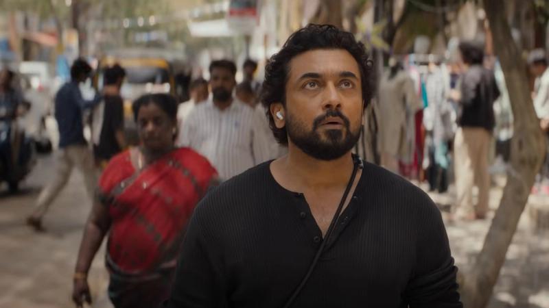 Suriya as DSP Inbaraj on a crowded street in the Scene trailer
