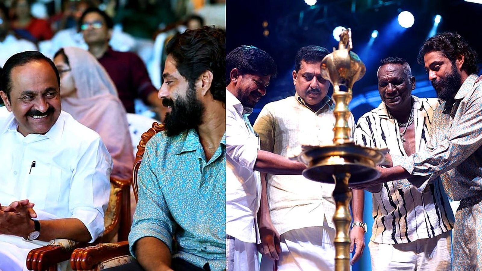 Antony Varghese with V. D. Satheesan and lighting the lamp at his Kerala Sports influencer appointment