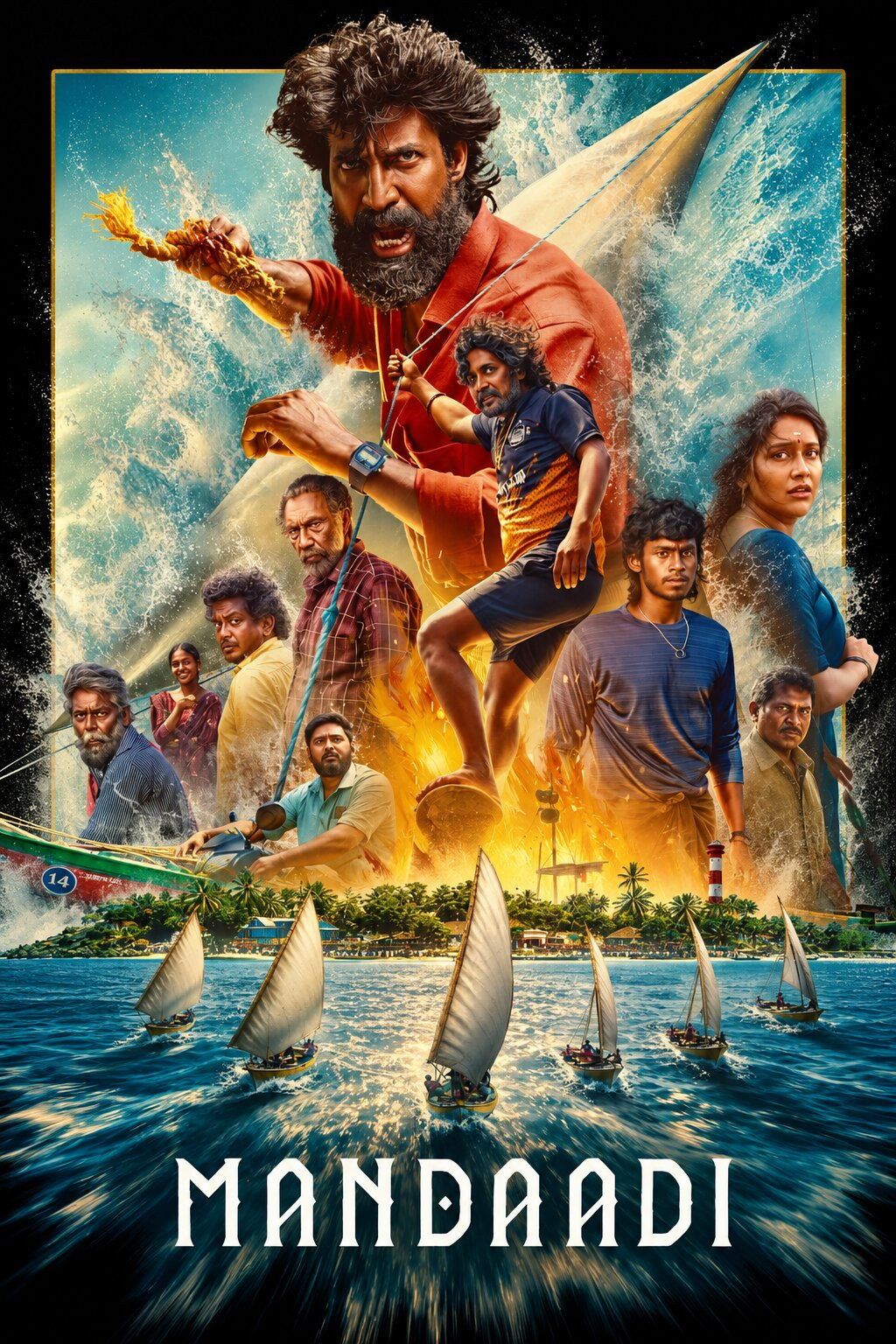 Mandaadi still with Soori and the crew on sailboats racing through rough sea