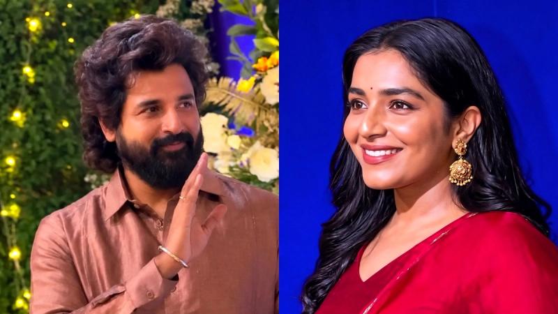 Sivakarthikeyan and Rajisha Vijayan at the Kalyan Navaratri celebration in Thrissur