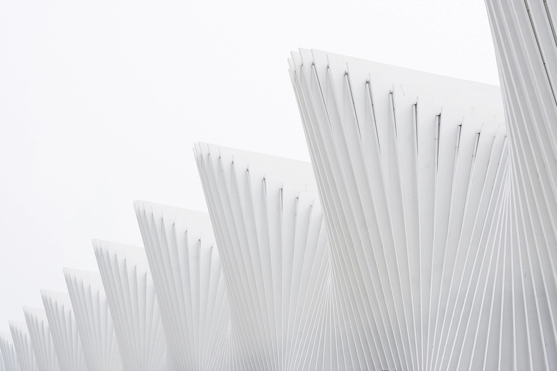 Layered white panels fanning out