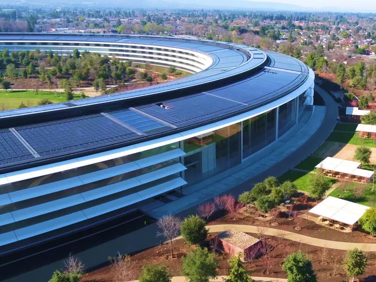 Aerial view of a ring-shaped corporate campus