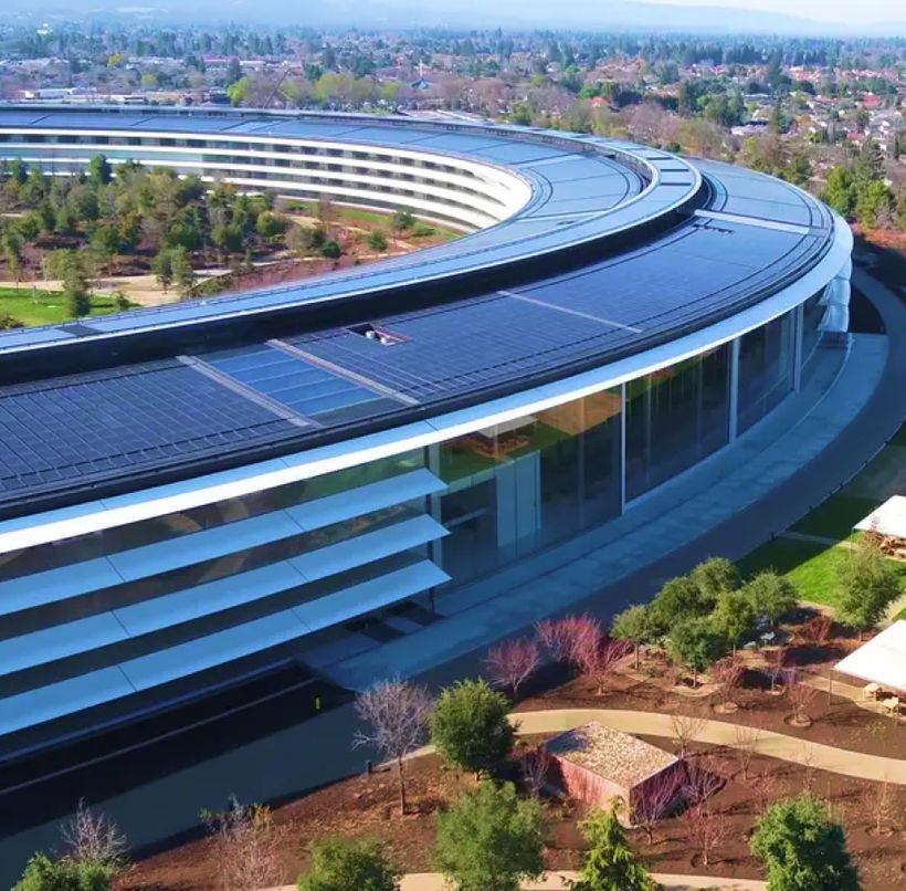 Aerial view of a ring-shaped corporate campus