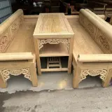 Tổng thể bộ trường kỷ gỗ gụ Lào đục Tứ Quý của Đồ Gỗ Trọng Hiếu.