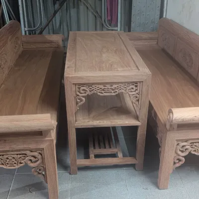 Trường kỷ gỗ Gụ Gia Lai đục chạm thủ công tinh xảo từ xưởng Đồ Gỗ Trọng Hiếu.