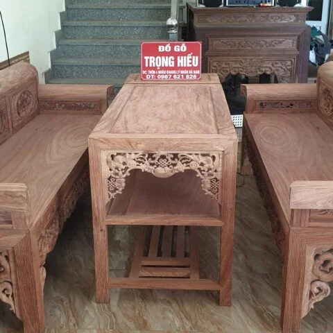 Tổng thể trường kỷ gỗ Hương Đá vân thửa Đồ Gỗ Trọng Hiếu.