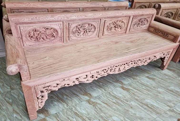 Góc nhìn ngang bộ trường kỷ đại 2m37, cuốn tay dày dặn 9cm.