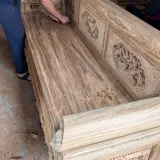 Bộ trường kỷ gỗ gụ Lào vân tuyển chọn chân vấu dài 2m37 Đồ Gỗ Trọng Hiếu.
