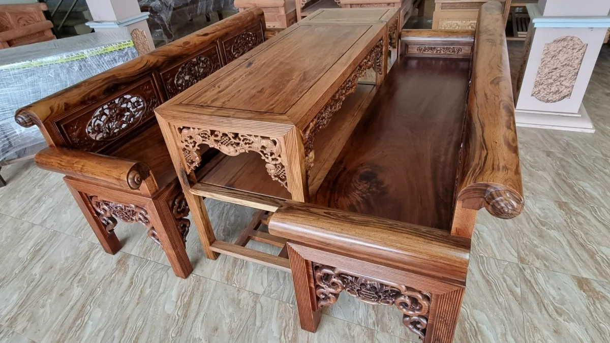 Kết cấu tổng thể Trường Kỷ Gỗ Gụ Ta Quảng Bình của Đồ Gỗ Trọng Hiếu.