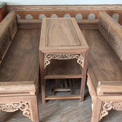 Trường kỷ gỗ gụ Lào 2m02 chế tác thủ công từ phôi gỗ 3 năm Đồ Gỗ Trọng Hiếu.