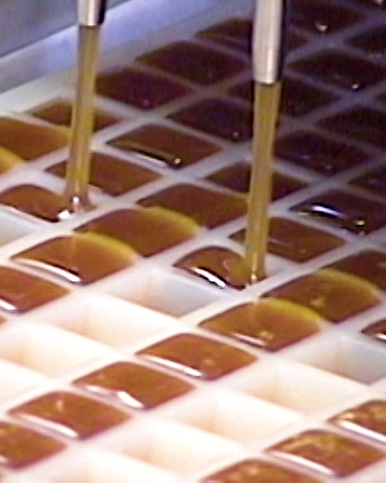 Delight molds being filled in kitchen.