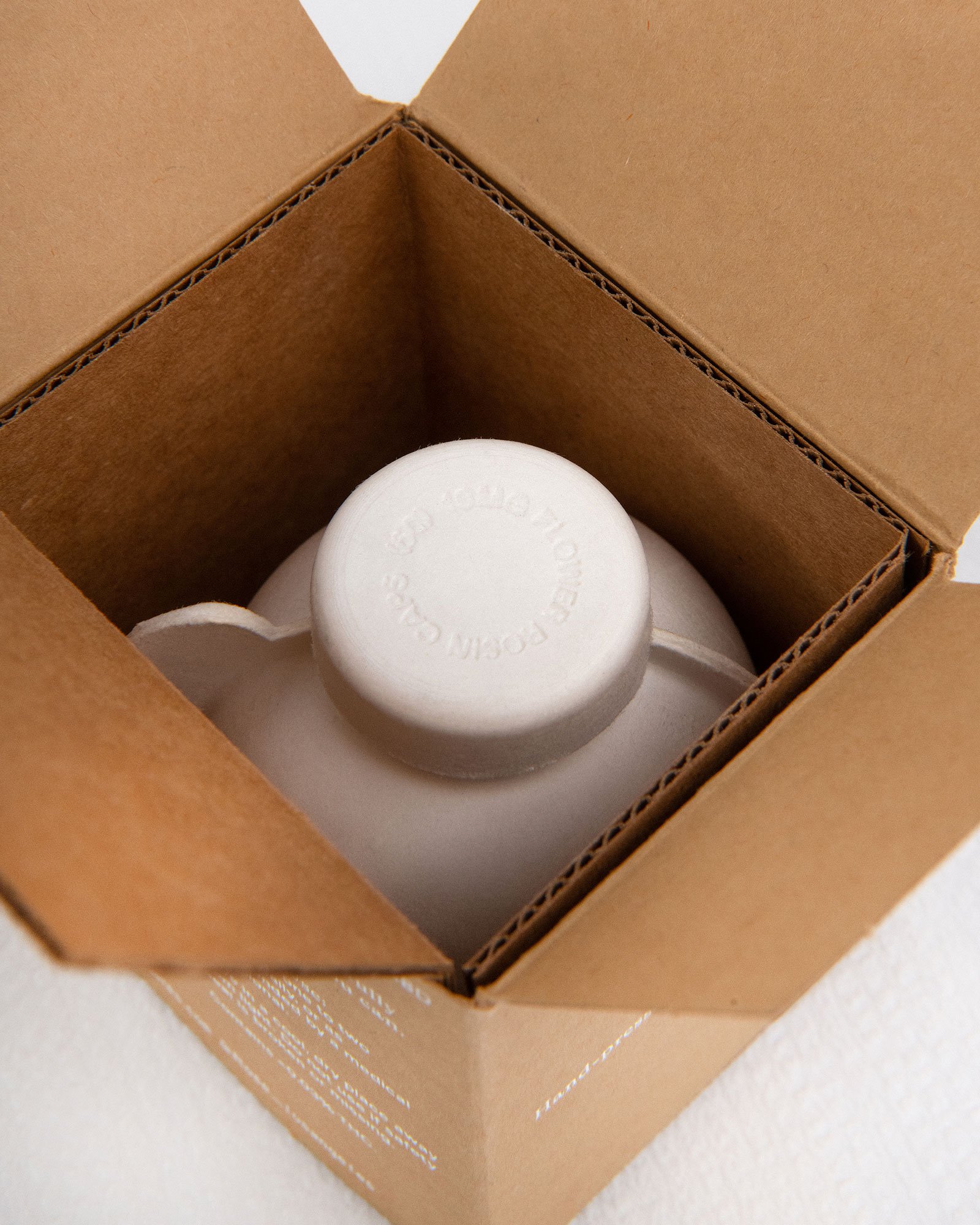 Rose capsules bottle shot overhead in packaging