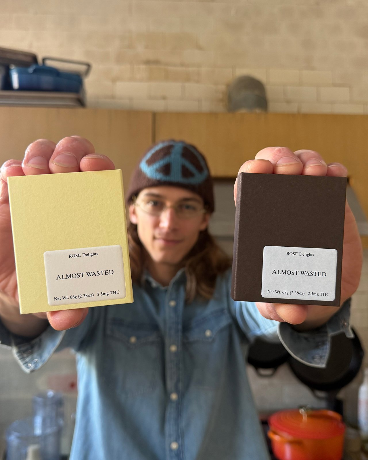 Pierce Abernathy holding Delights.