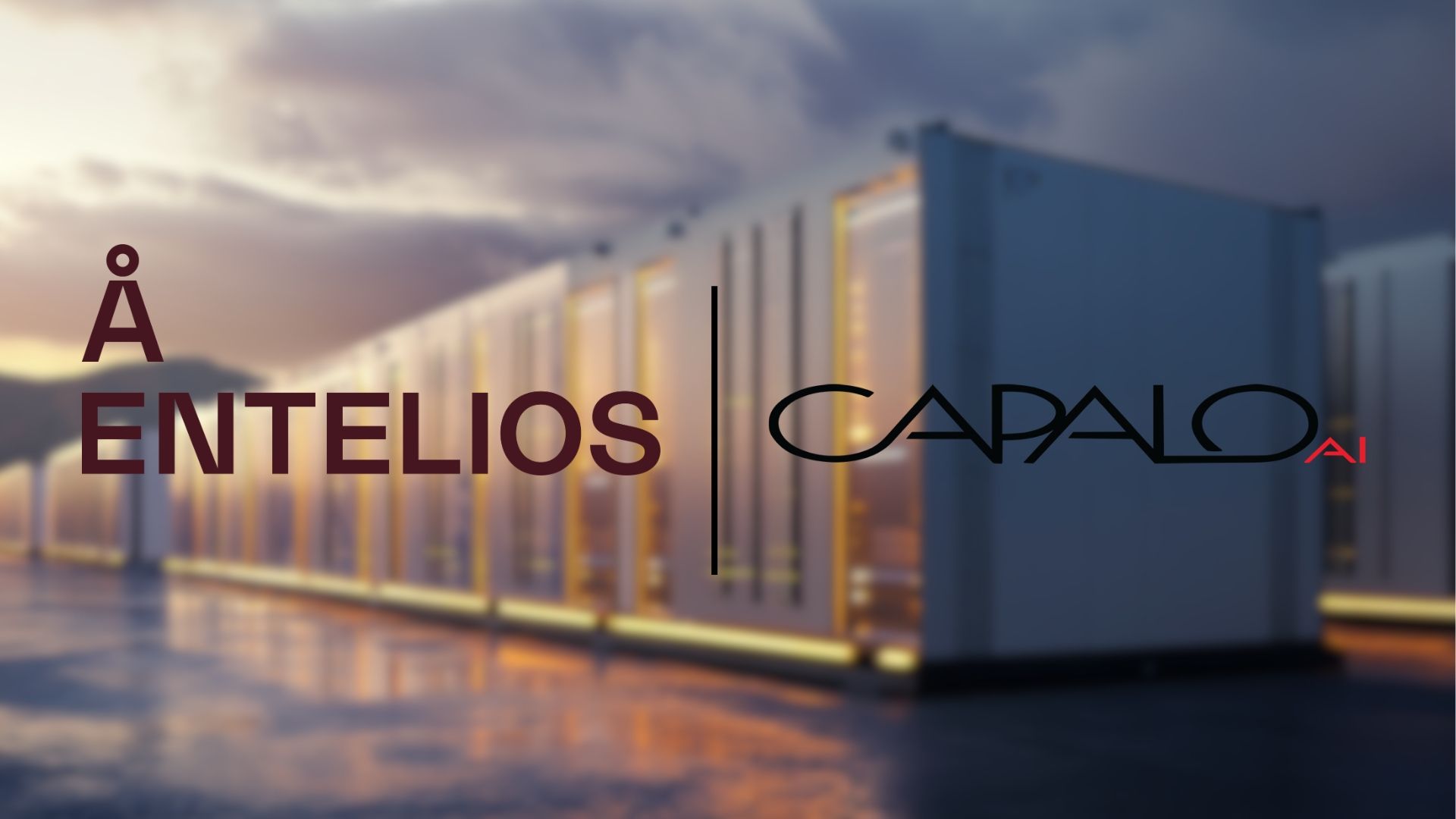 Battery storage with Å Entelios and Capalo AI logo