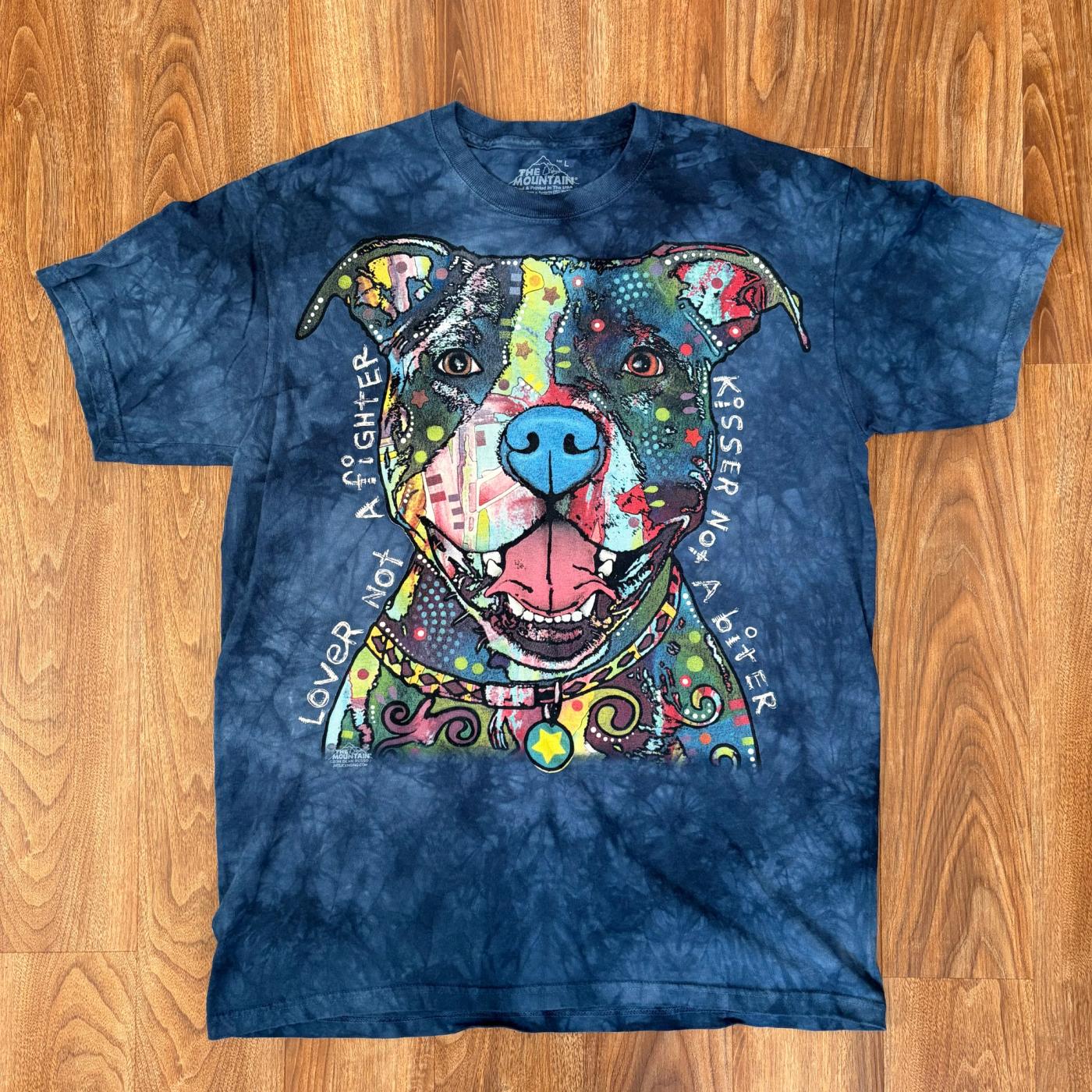 The Mountain Pitbull Blue Washed Graphic T-shirt Mens L 1