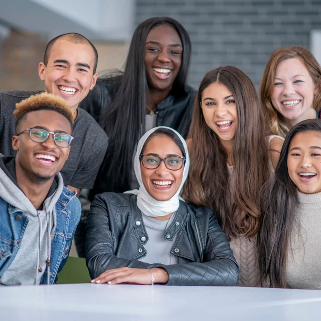 Group picture of students from various ethic backgrounds