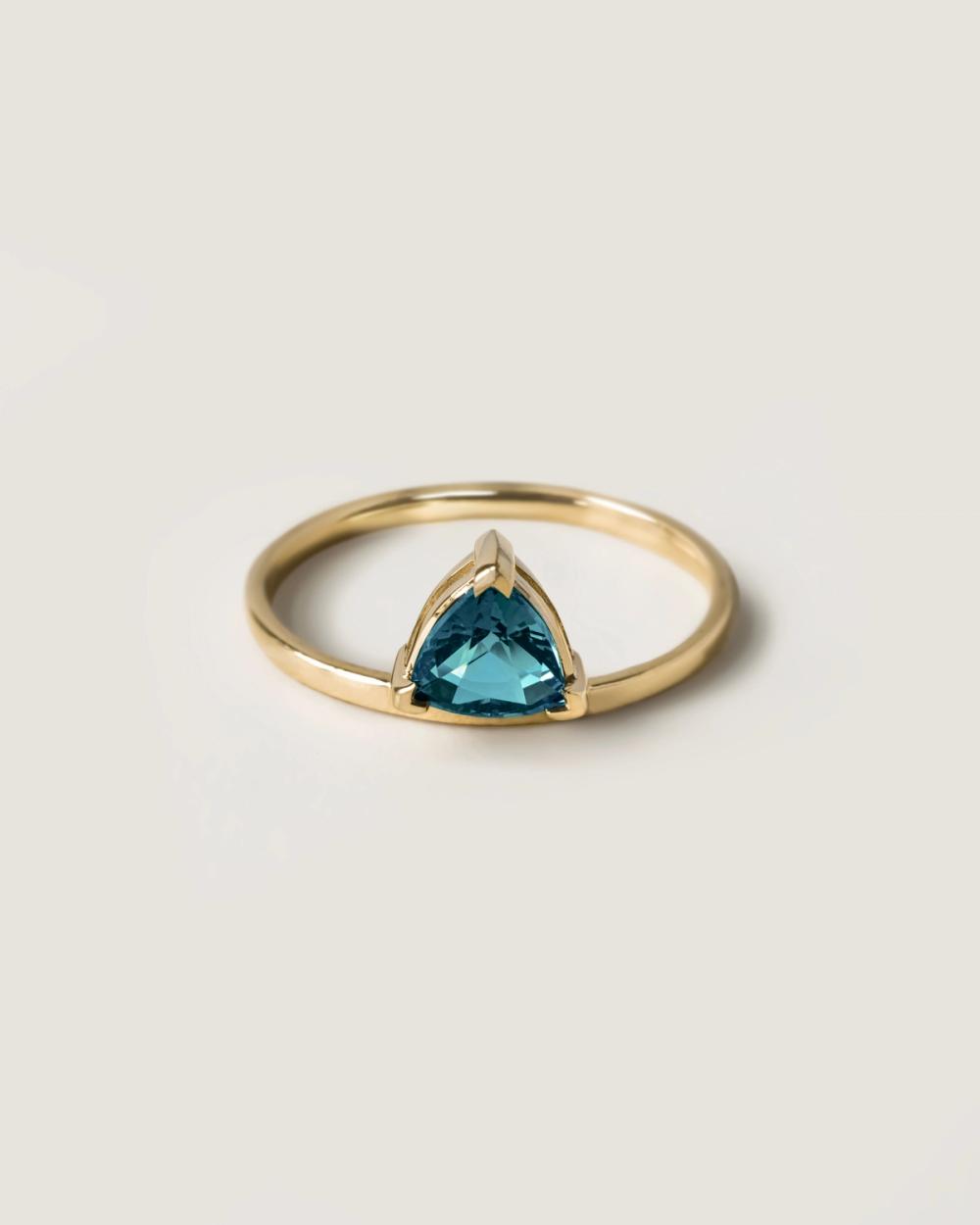 Nangi Fine Jewelry Trillion Blue Sapphire Gold Ring
