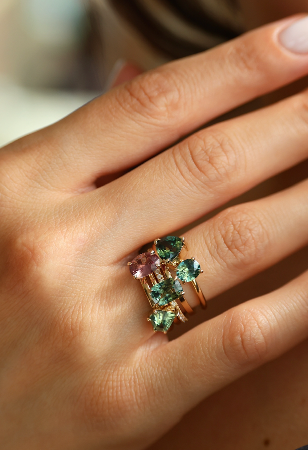 Nangi one-of-a-kind gemstone ringes