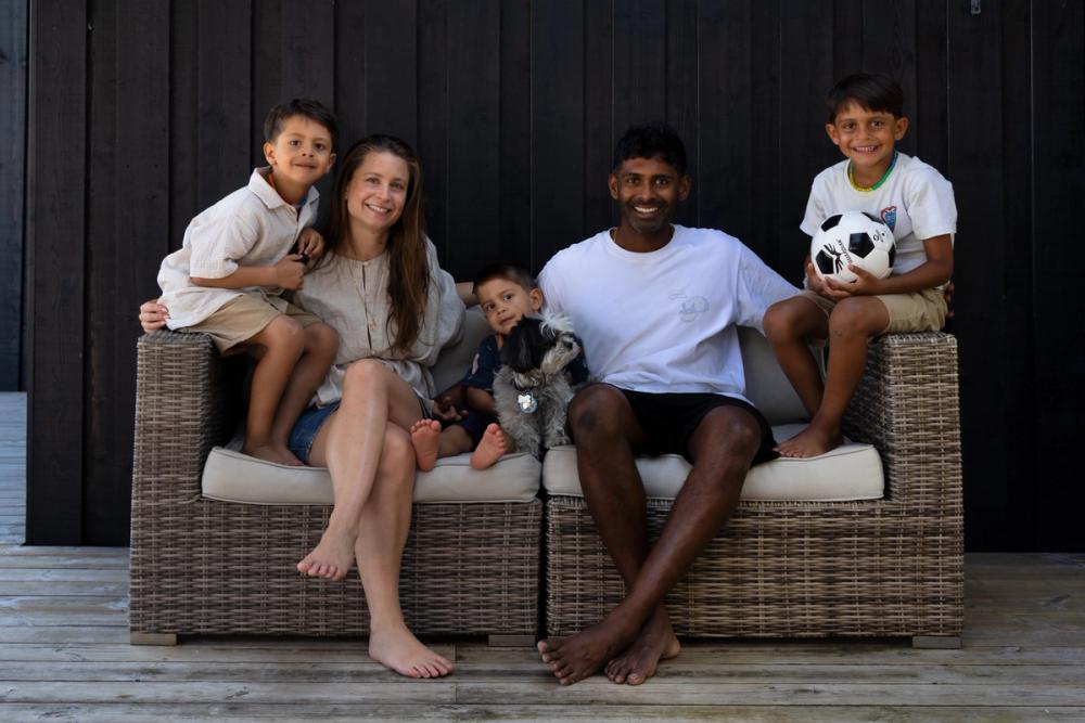 Family photo of Jenny, Danuka and their three children. The family has grown since Nangi's founding in 2017.