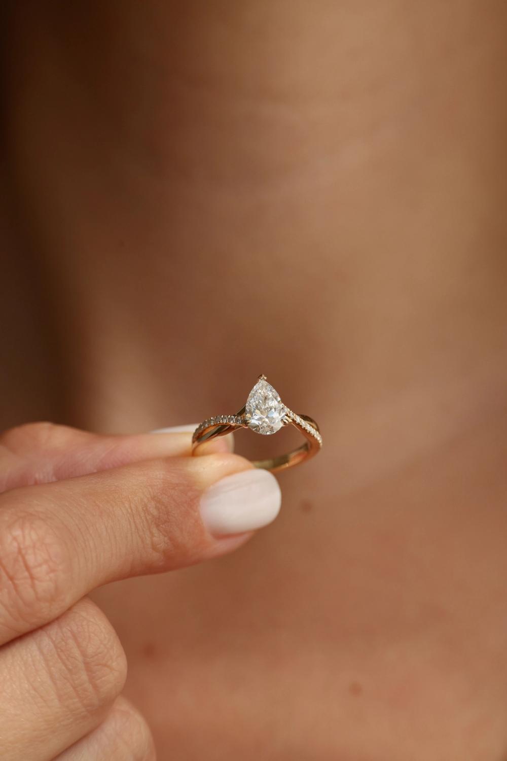 Lab-grown diamond set in solid gold