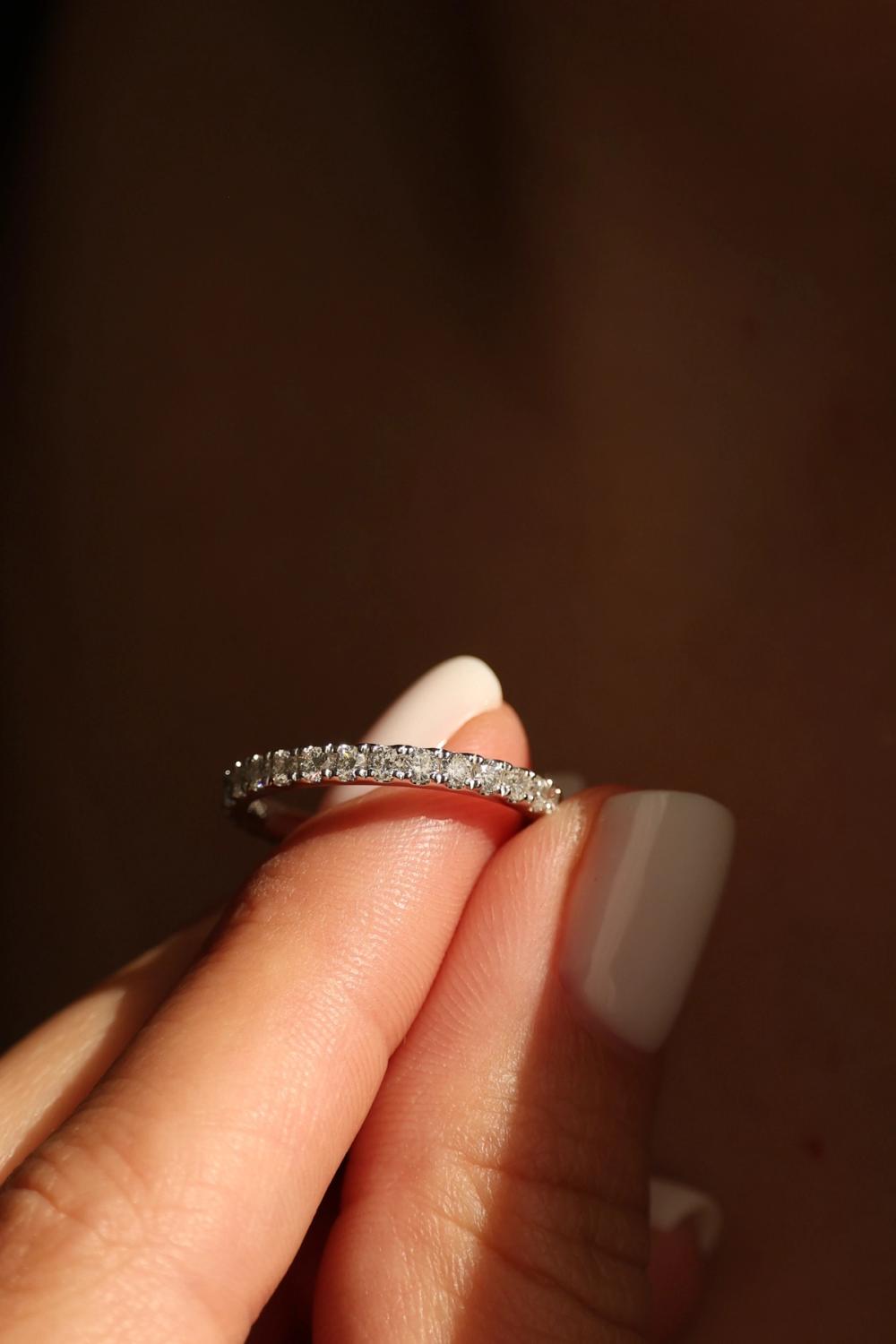 Wedding band lab-grown diamond set in white gold