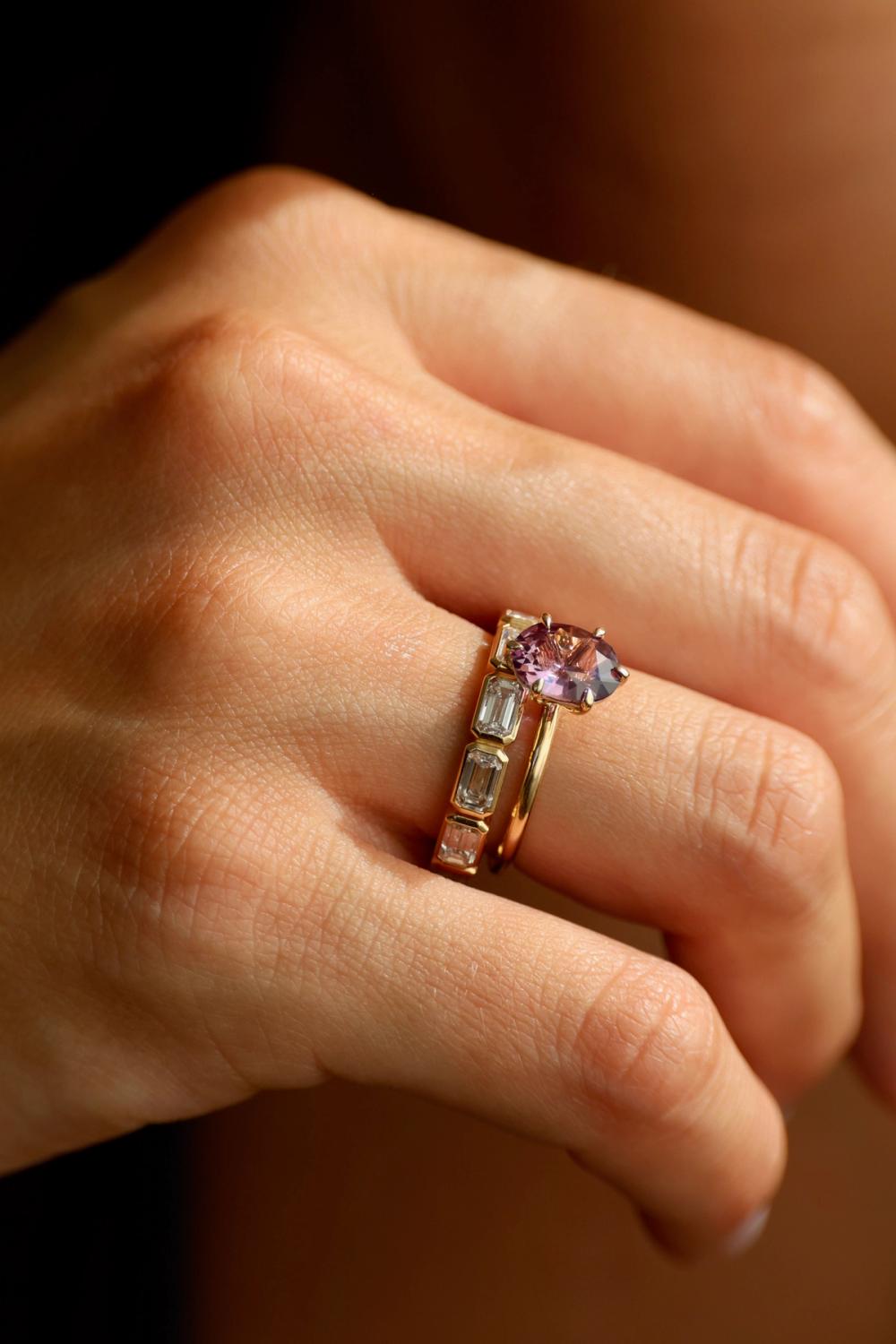 Smoky Plum Oval Sapphire Ring