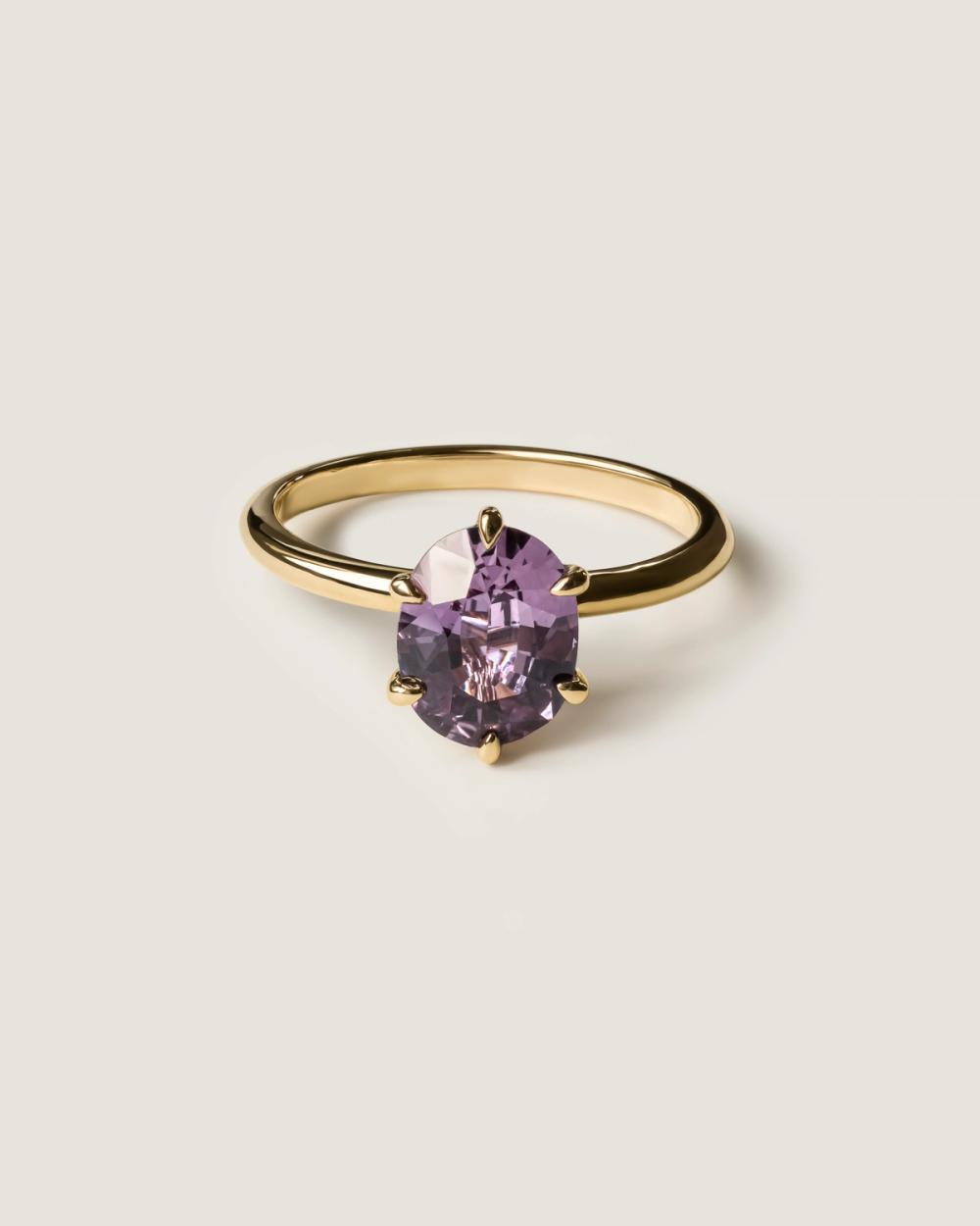 Smoky Plum Oval Sapphire Ring