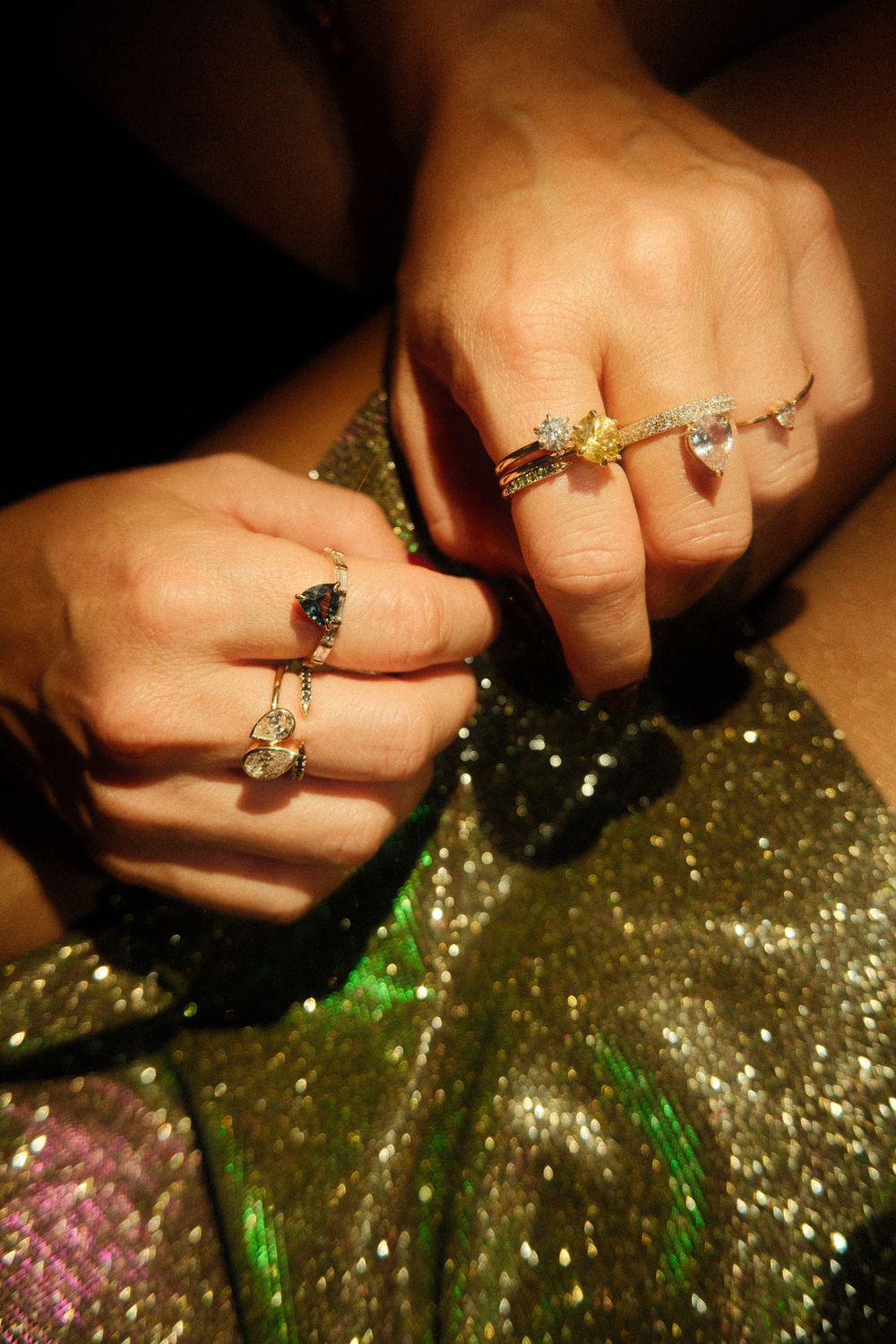 Sapphire rings set in 14K yellow gold