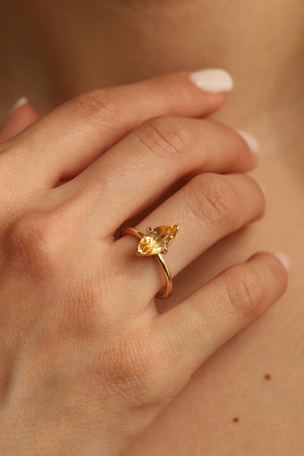 Marquise cut sapphire ring