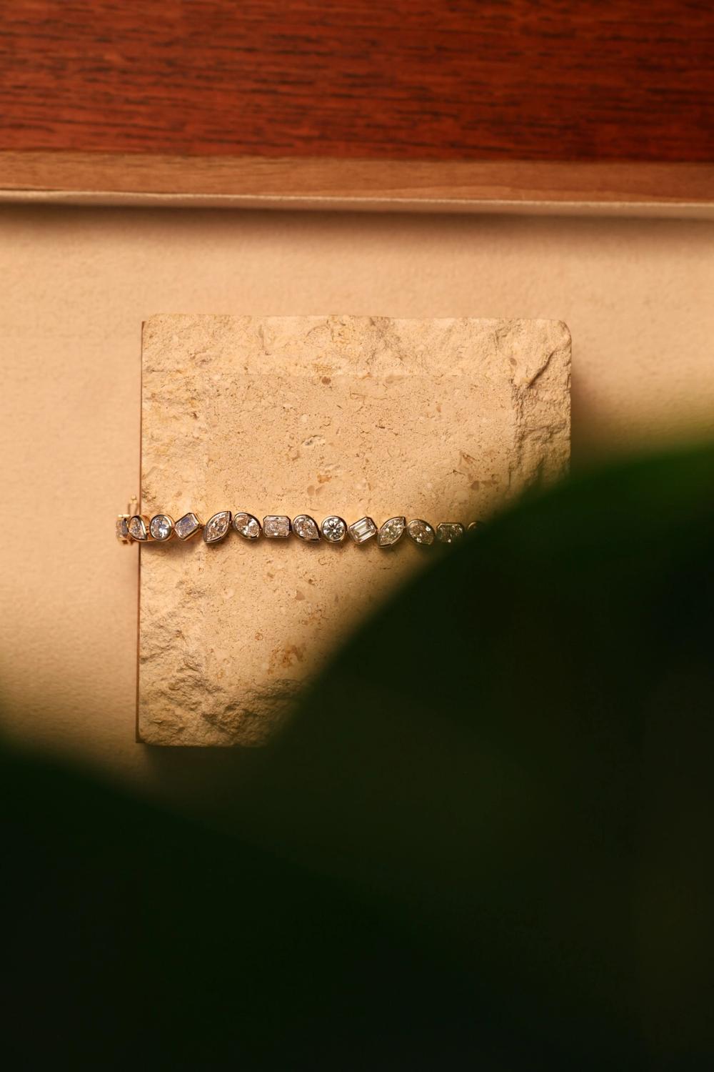tennis bracelet lab-grown diamond yellow gold