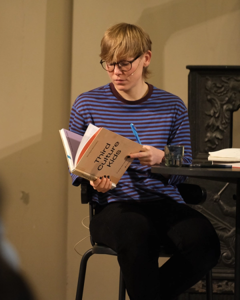 Bilde fra samtalen med Aon Raza Naqvi (Kristian Lillenes, Litteraturhuset i Trondheim)