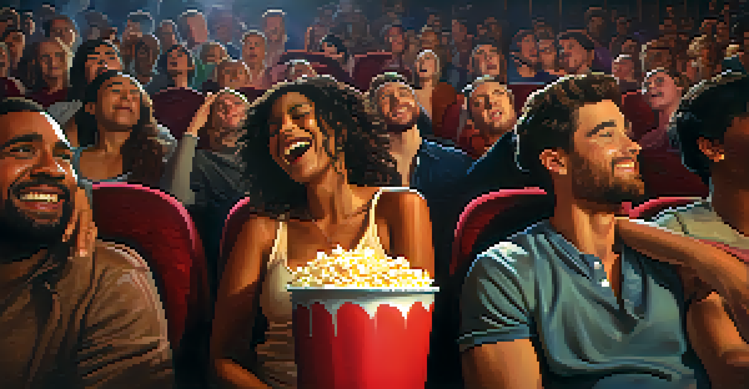 A diverse audience in a cinema showing various emotional reactions to a film.