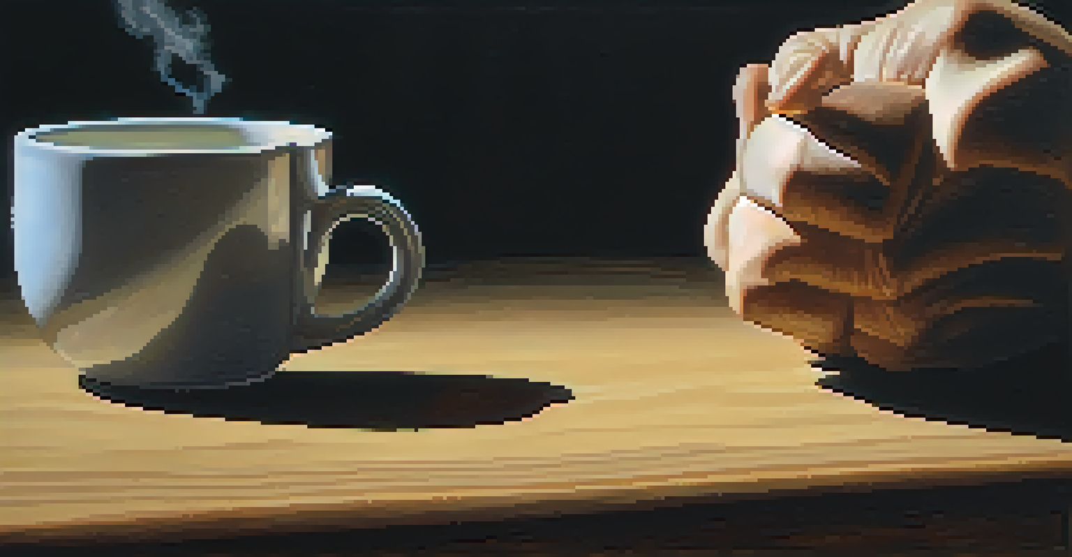 A close-up of a person's clenched fist on a table, with intense facial expressions and a broken mug nearby, portraying anger and tension.