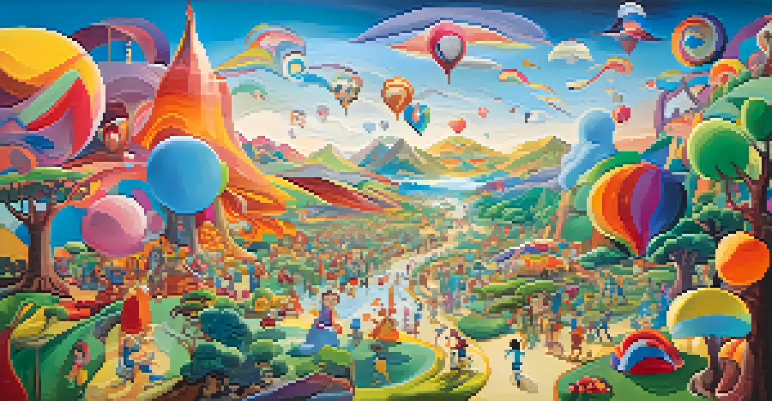An animated scene featuring personified emotions interacting in a colorful landscape, representing the complexity of mental health.