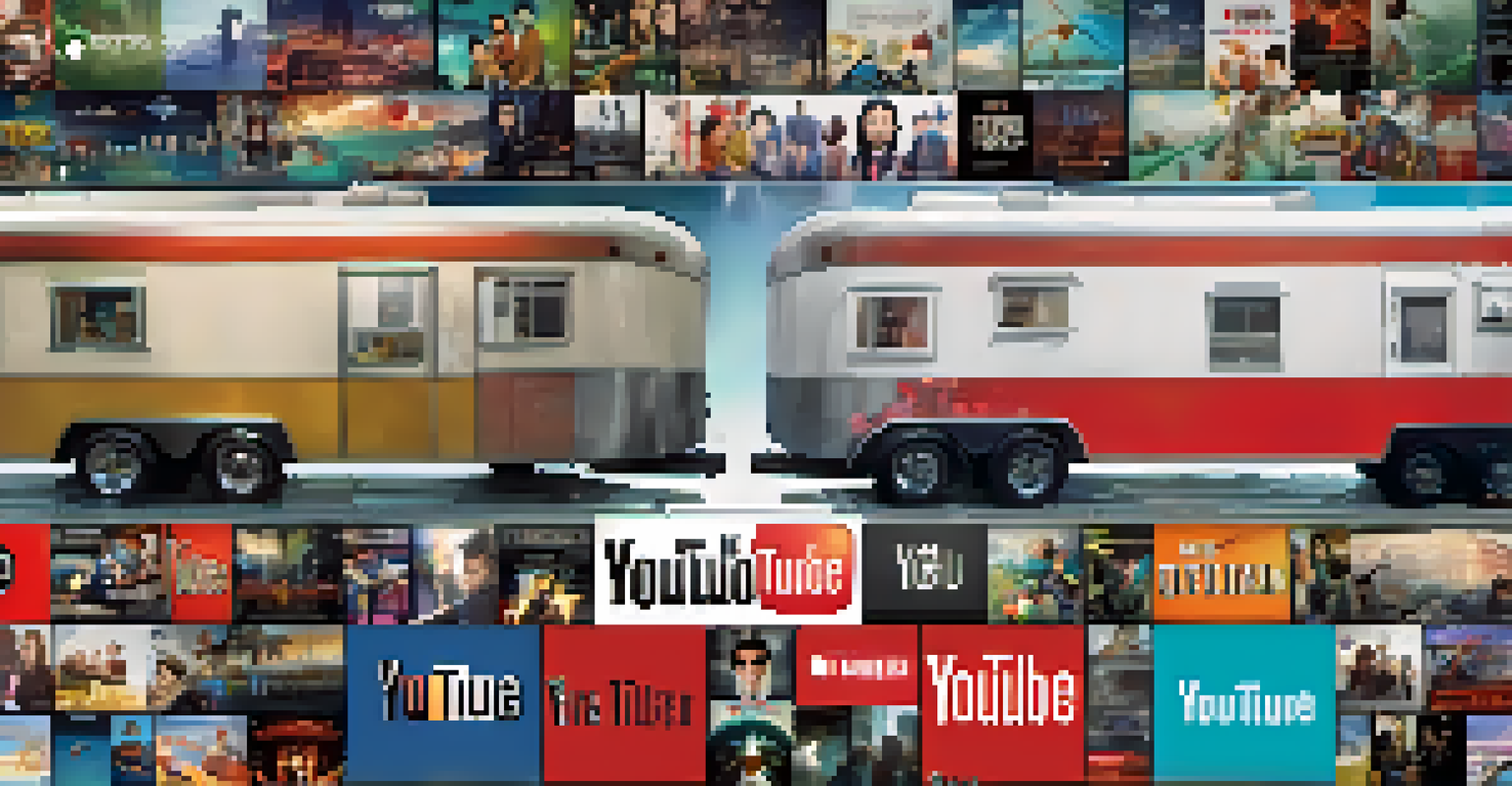 A split-screen of two YouTube trailers, one for the U.S. audience and one for the Asian market, showcasing different cultural elements.