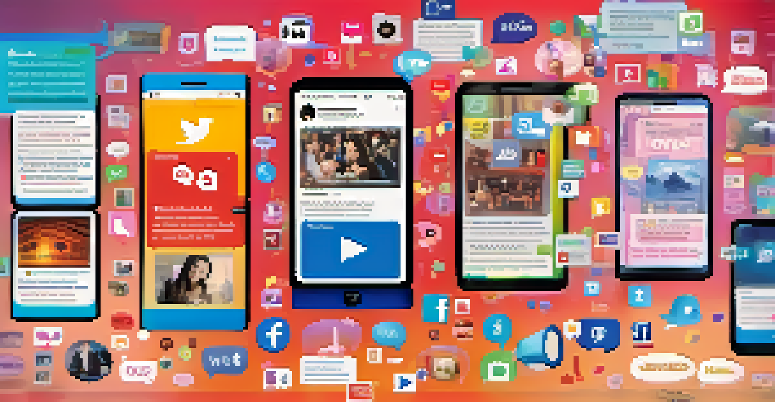 A smartphone displaying social media reactions and comments about a popular documentary, surrounded by colorful speech bubbles.