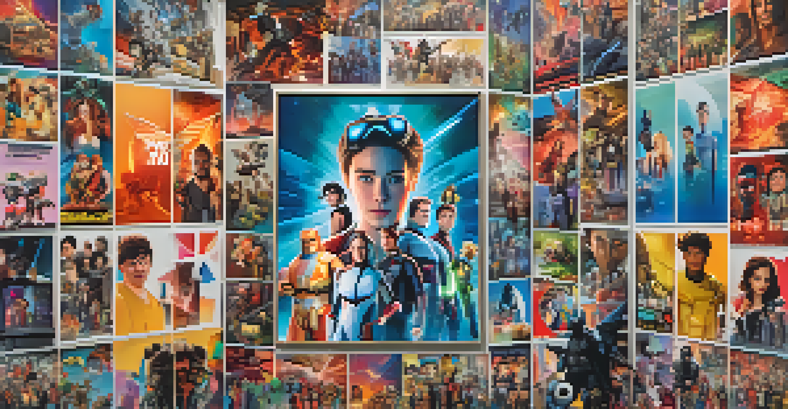 A colorful collage of fan art, reaction videos, and memes related to a popular film, set against a textured canvas background.