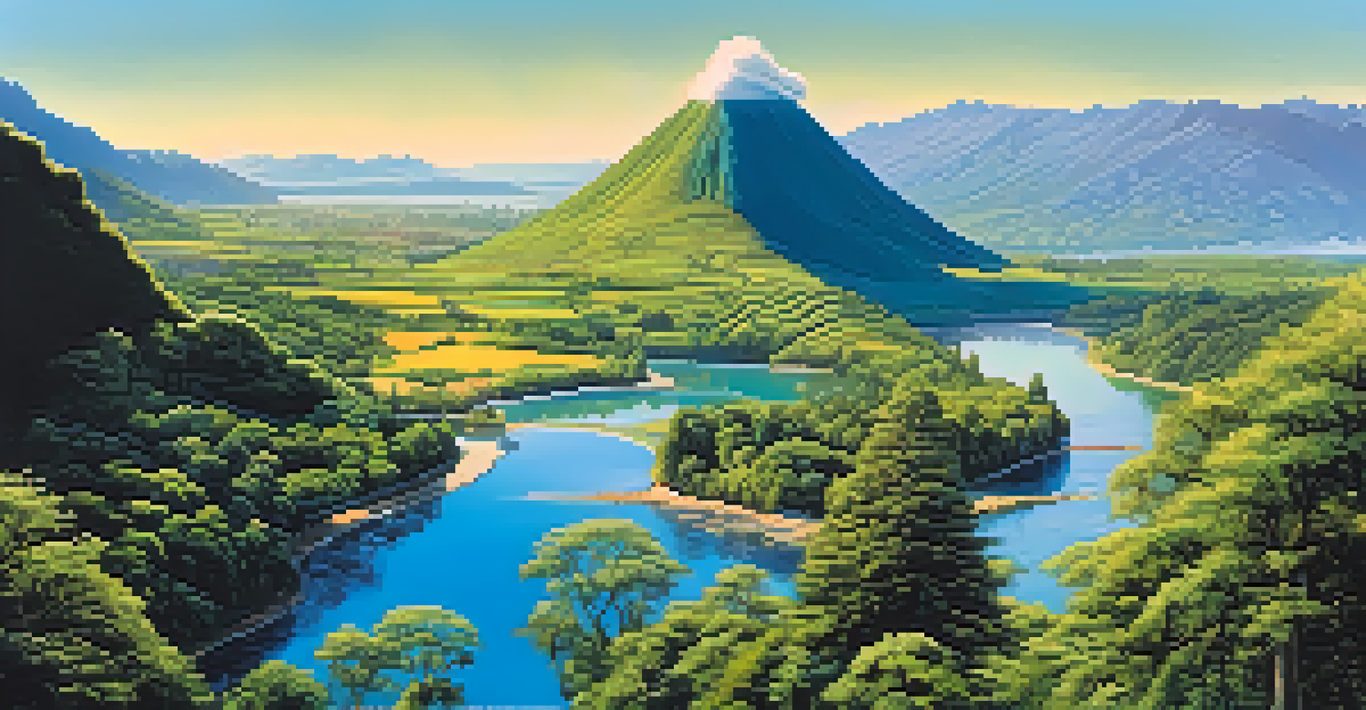 A picturesque landscape showcasing famous filming locations from movies, including New Zealand and Mumbai.