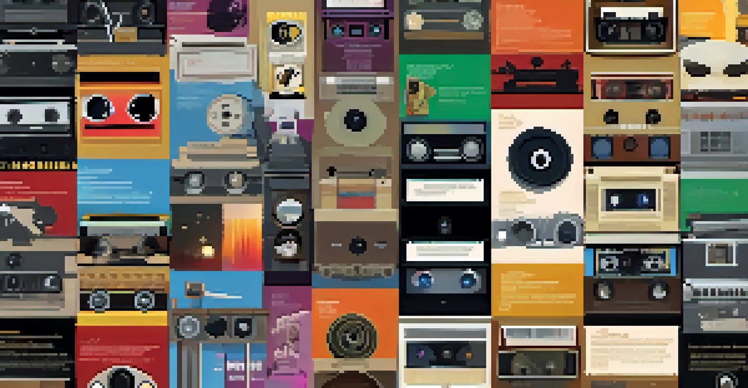 A timeline showcasing notable Oscar-winning films with film reels and a vintage camera.