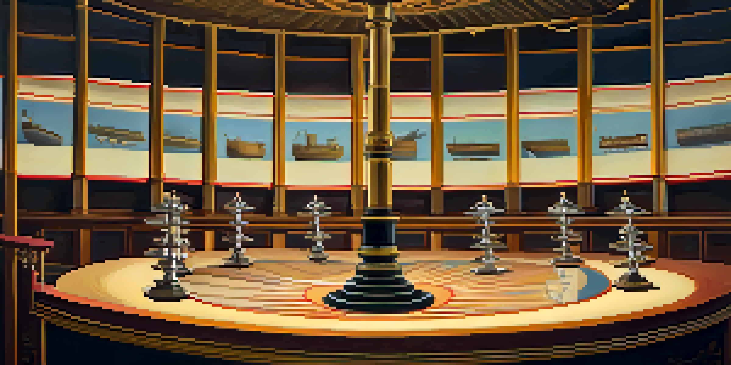 A vintage zoetrope with colorful illustrations casting shadows on the wall in a softly lit room, creating a nostalgic atmosphere.