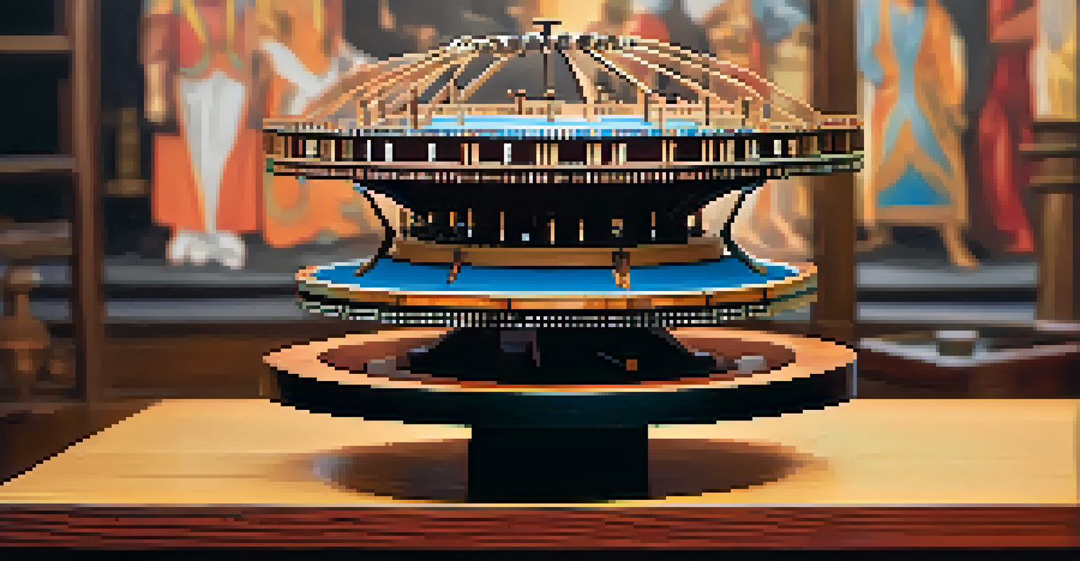 A wooden zoetrope on a table, with vibrant colors and soft lighting emphasizing its intricate details.
