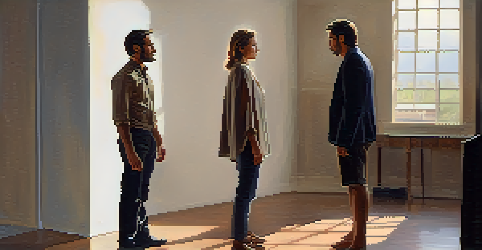 Two actors performing a dramatic scene during an audition, with a director observing.