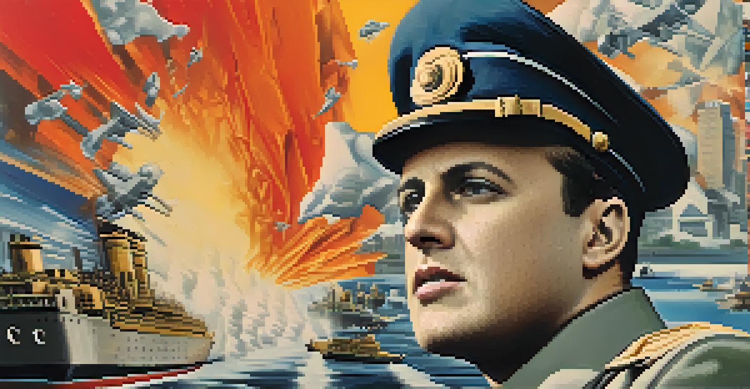 A dynamic collage of contrasting images representing Eisenstein's montage technique with a vibrant color palette.