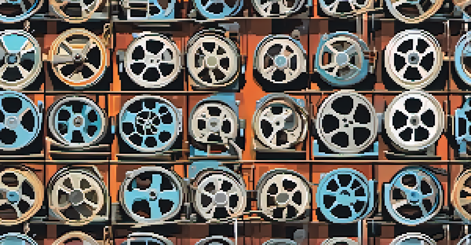 A visual metaphor showing a film reel transforming into a digital screen, representing the evolution of filmmaking.