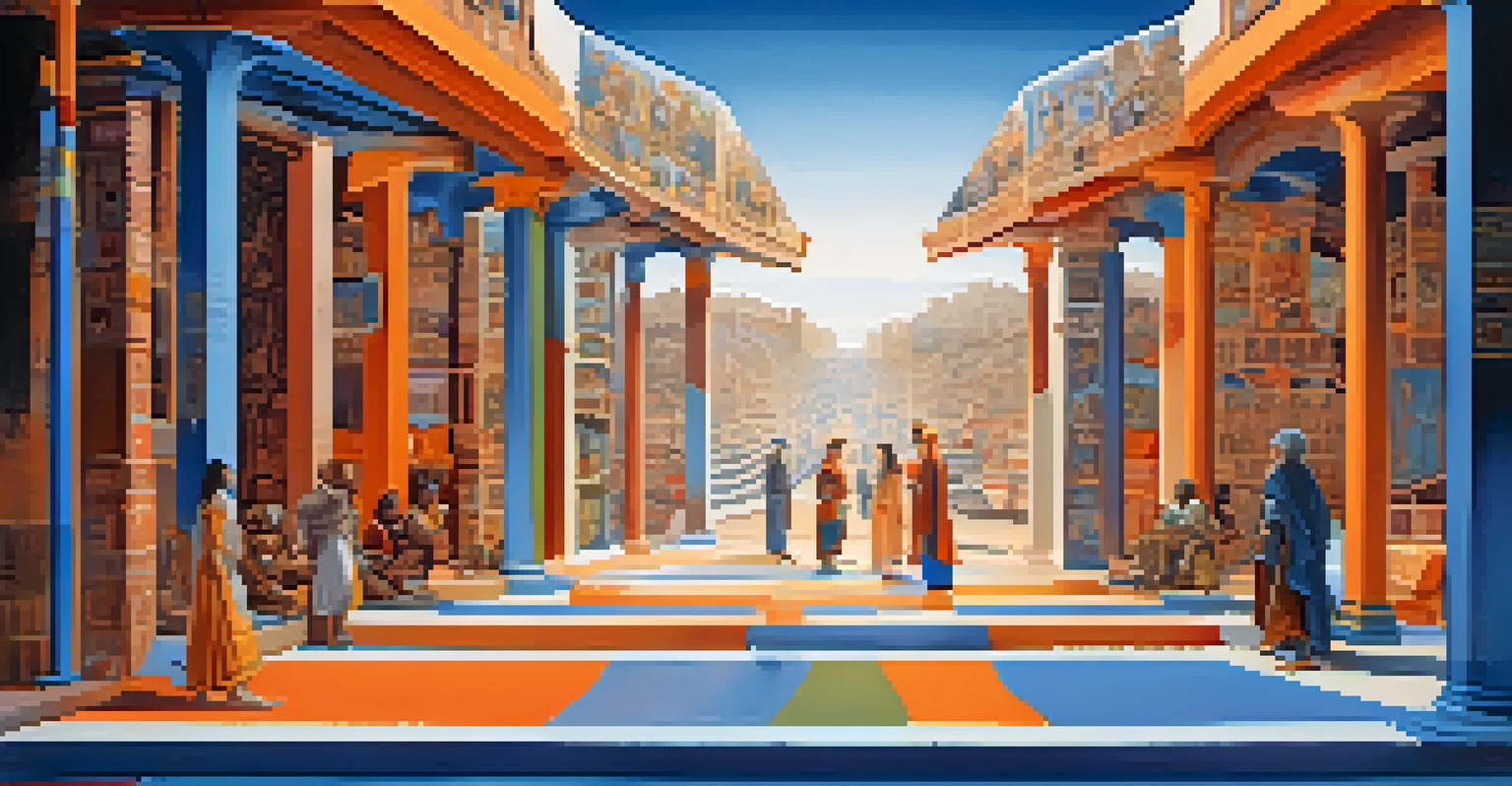 An artistic diagram illustrating the three-act structure of a screenplay with vibrant colors.