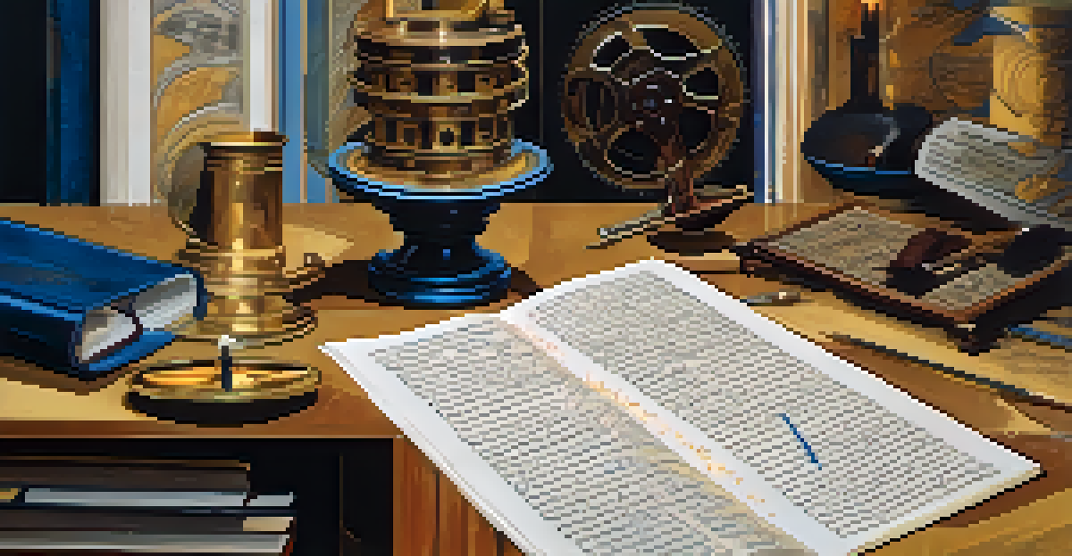 An artistic split image showing a novel and quill on one side and a film reel and script on the other, symbolizing the adaptation process.