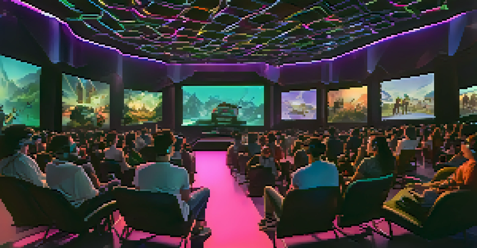 A vibrant film festival scene with an audience in VR headsets enjoying interactive films.
