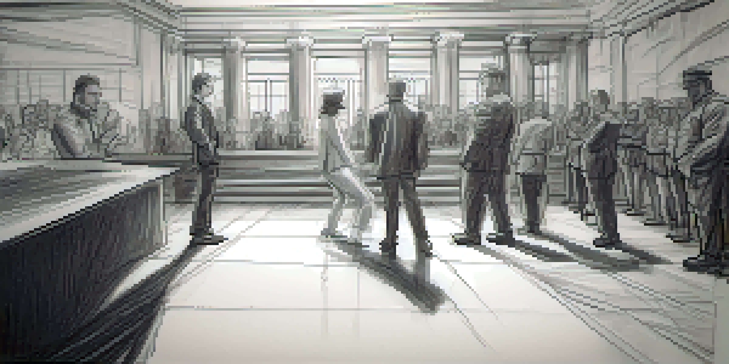 A close-up view of a storyboard sketch depicting a dramatic confrontation with characters and dialogue annotations.