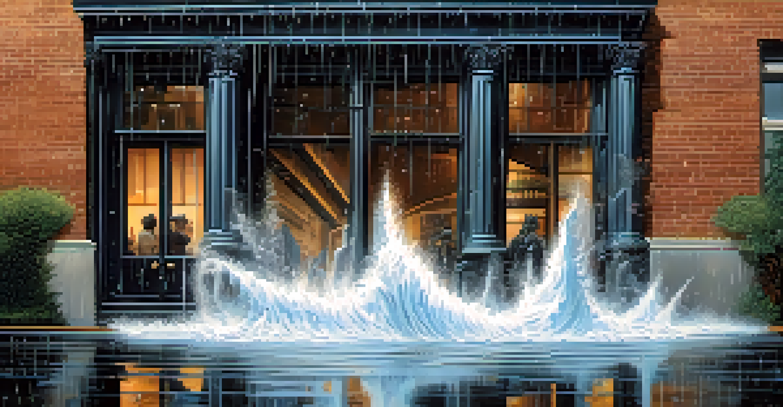 Visual representation of sound waves transforming into elements like raindrops and creaking doors, emphasizing the emotional impact of Foley.
